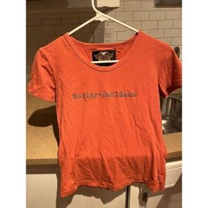 Vintage Harley Davidson Women’s T-Shirt Short Sleeve X Small Orange Made In USA